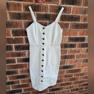 Denum White Button-Down Pencil Dress